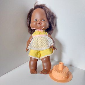 Vintage Baby Doll Happy Birthday Tender Love w Original Clothes & Cake 1975, 14"